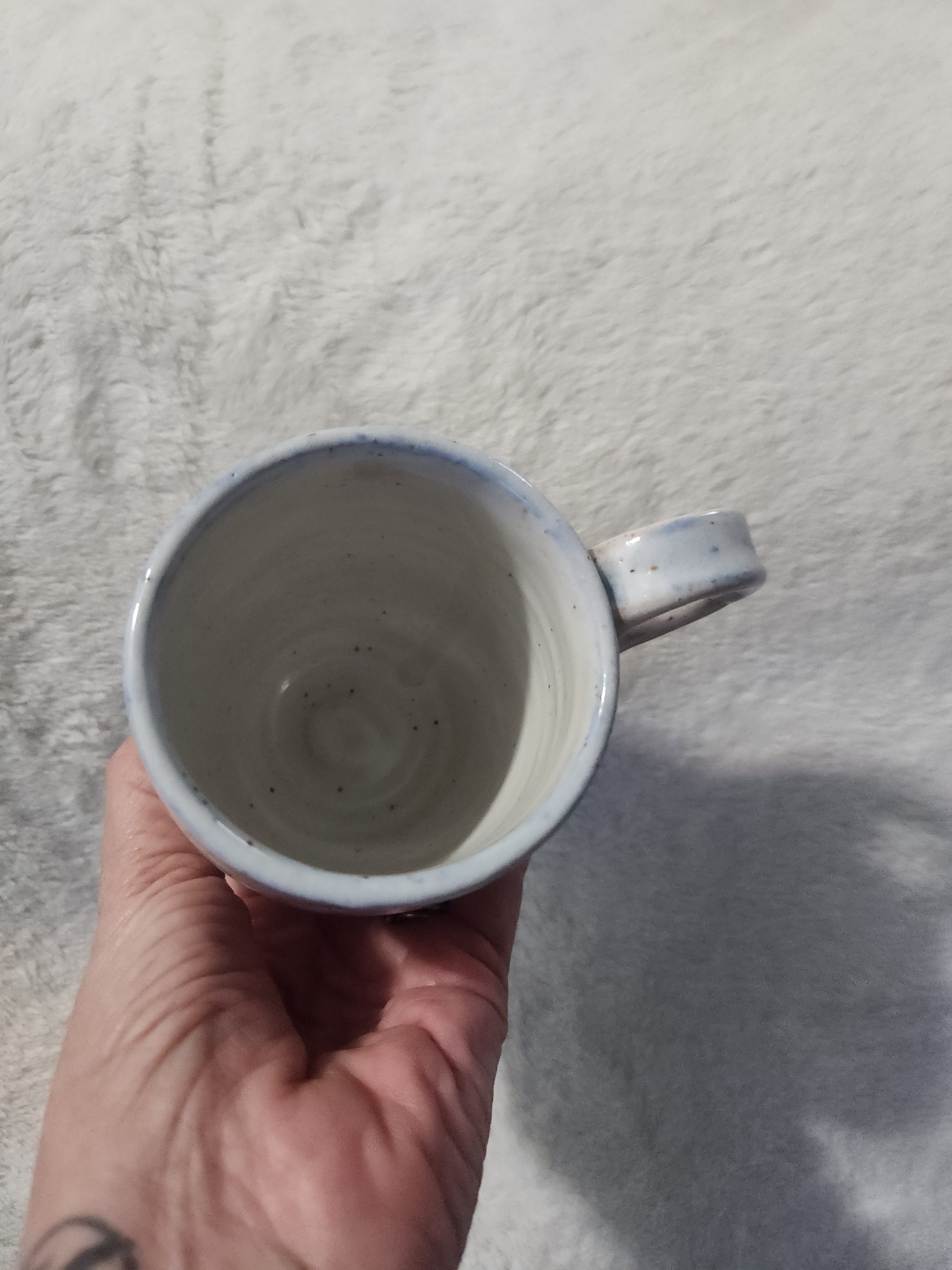Hand painted white and blue mug